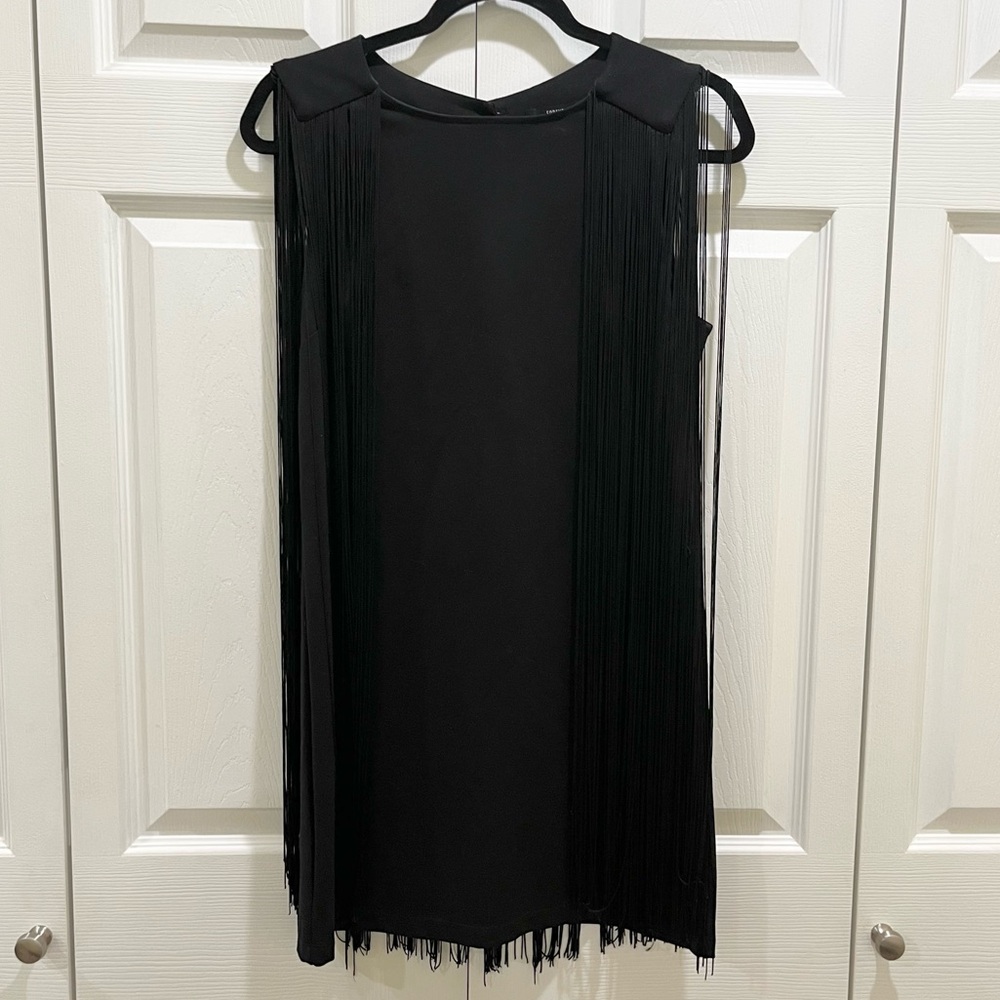 Forever 21 Fringe Black Dress Small - Picture 1 of 5